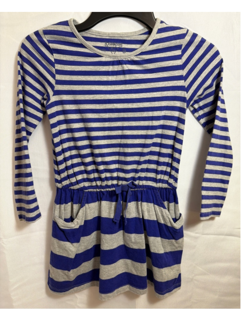 Girls OshKosh Casual Long Sleeve Lightweight Striped Cotton Dress Size 5